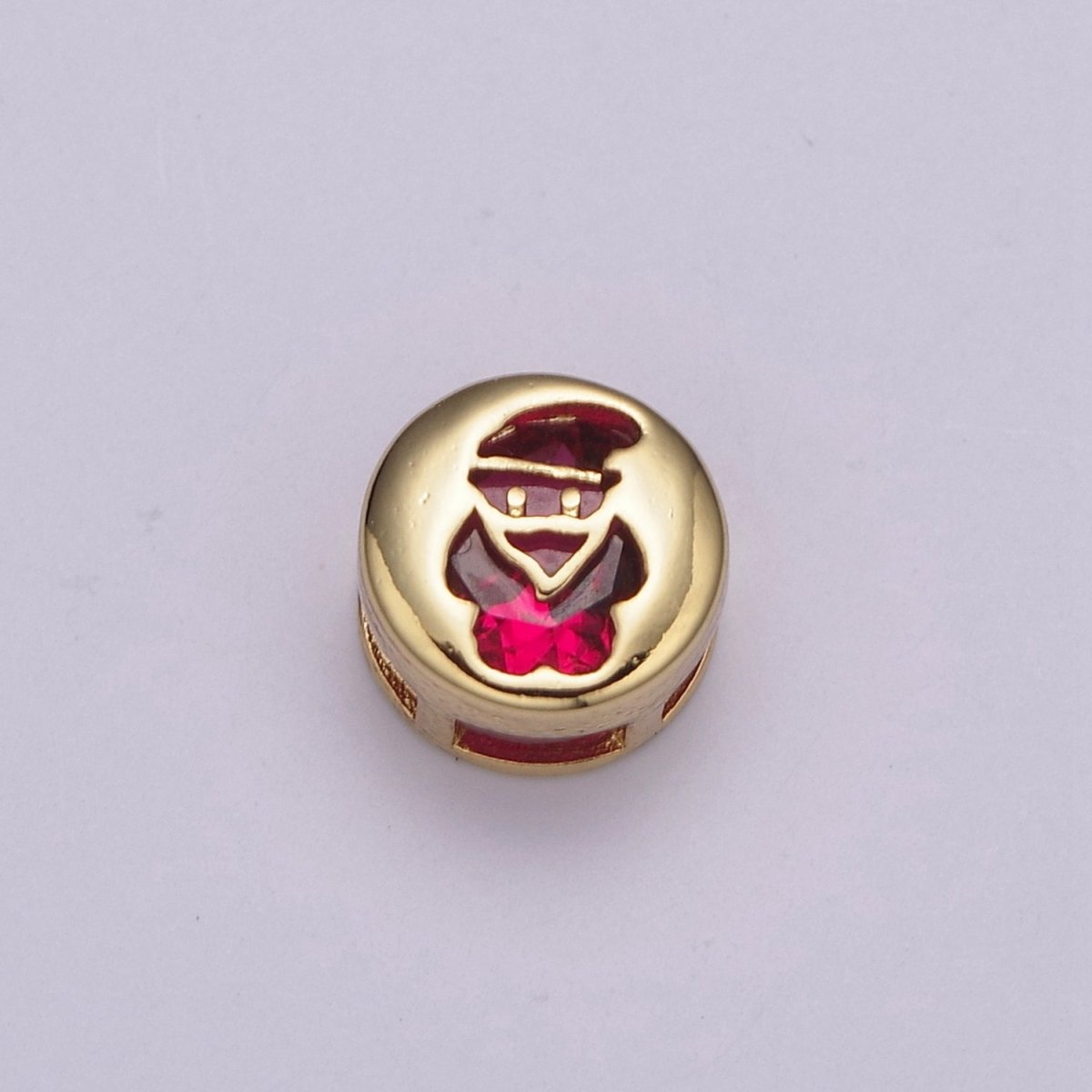 Gold Christmas Bead Spacer For Bracelet Making - Christmas Jewelry Supplies Gift - Santa Raindeer Bow Christmas Tree Star Snowflake Heart Bead with Cubic Zirconia B-766 to B-772 - DLUXCA