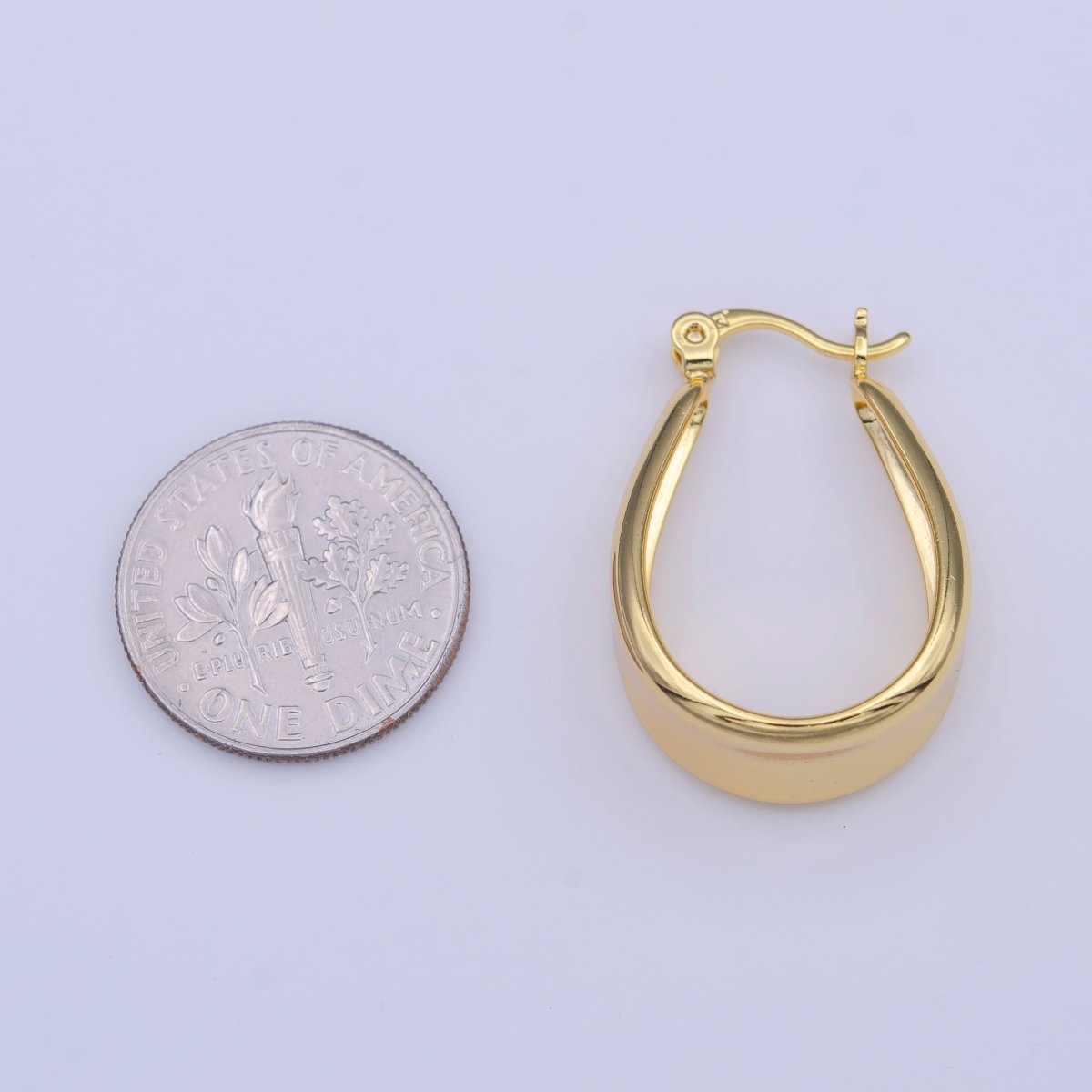 Gold Chubby Chunky U Curved Dome Hoop Latch Earrings | Y-211 - DLUXCA