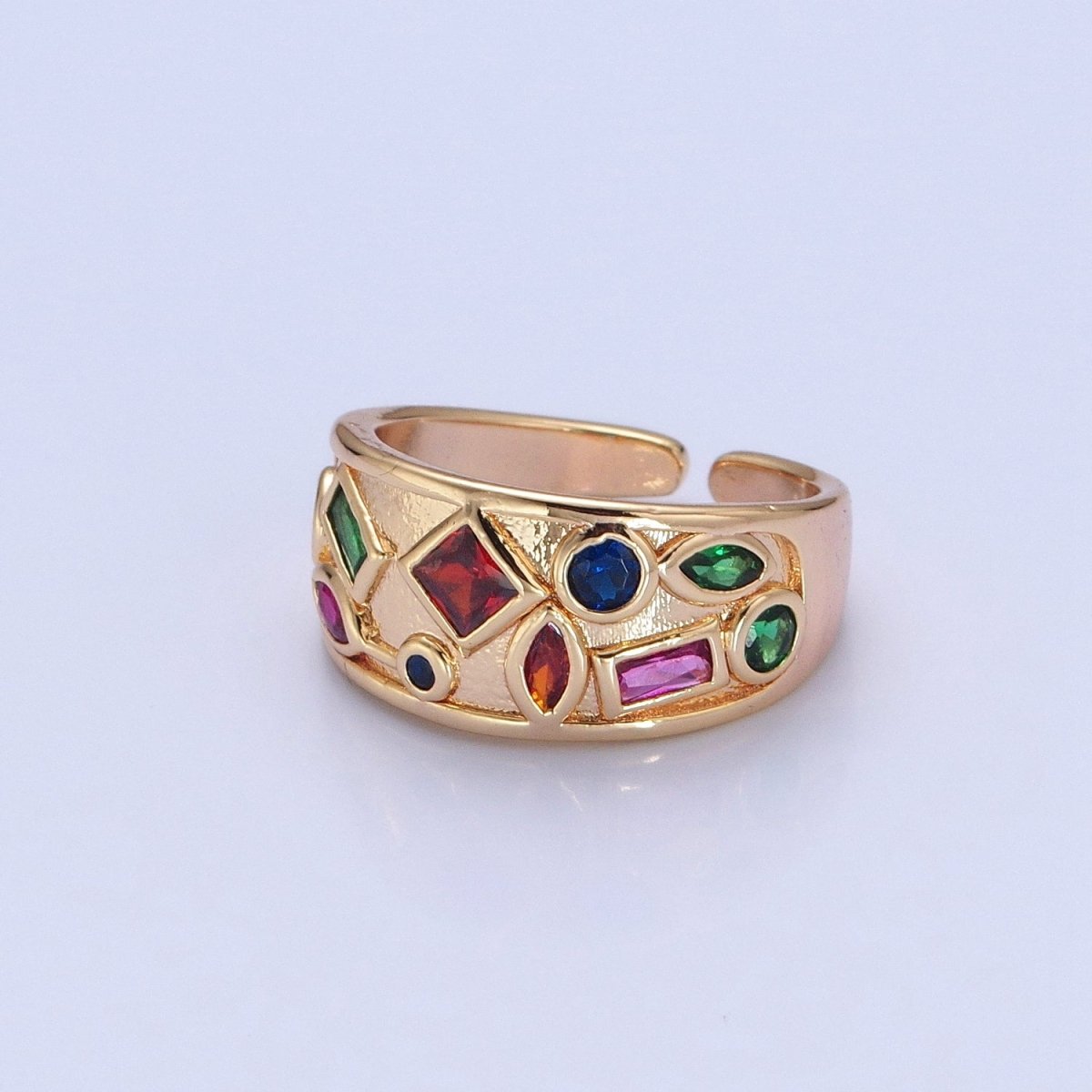 WEB限定お買い得商品の新着アイテム Multi Ring Gemstone Chunky Gold Color Ring Dome Stone CZ アクセサリー