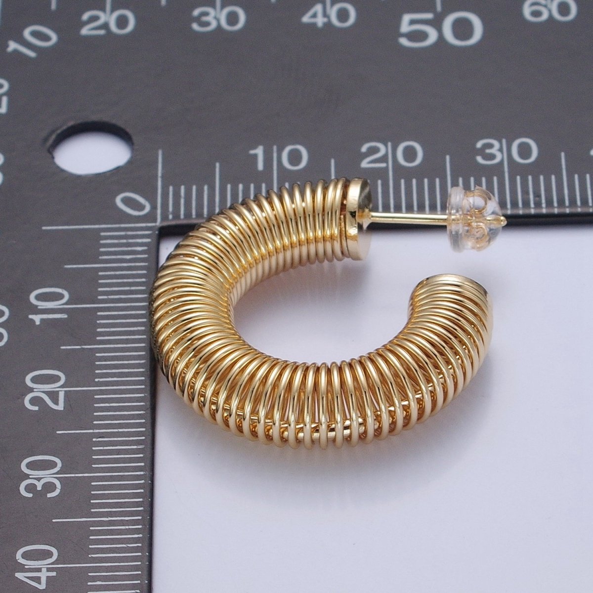 Gold Chunky Medium Sized Spiral Hoops Thick Gold Hoop Earrings Everyday Hoops T-411 T-412 - DLUXCA