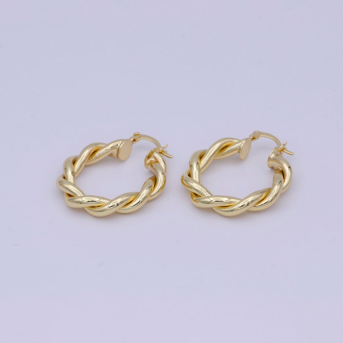 Gold Circle Twisted Hoop, 24k Gold Fill Hoop, Twisted Hoop, Gold Hoop Earrings, Dainty Minimalist Hoops Wholesale Jewelry T-335 T-336 T-355 - DLUXCA