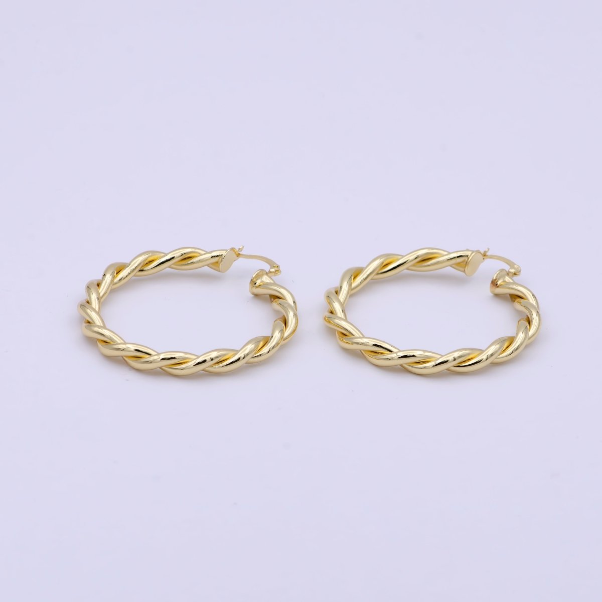 Gold Circle Twisted Hoop, 24k Gold Fill Hoop, Twisted Hoop, Gold Hoop Earrings, Dainty Minimalist Hoops Wholesale Jewelry T-335 T-336 T-355 - DLUXCA