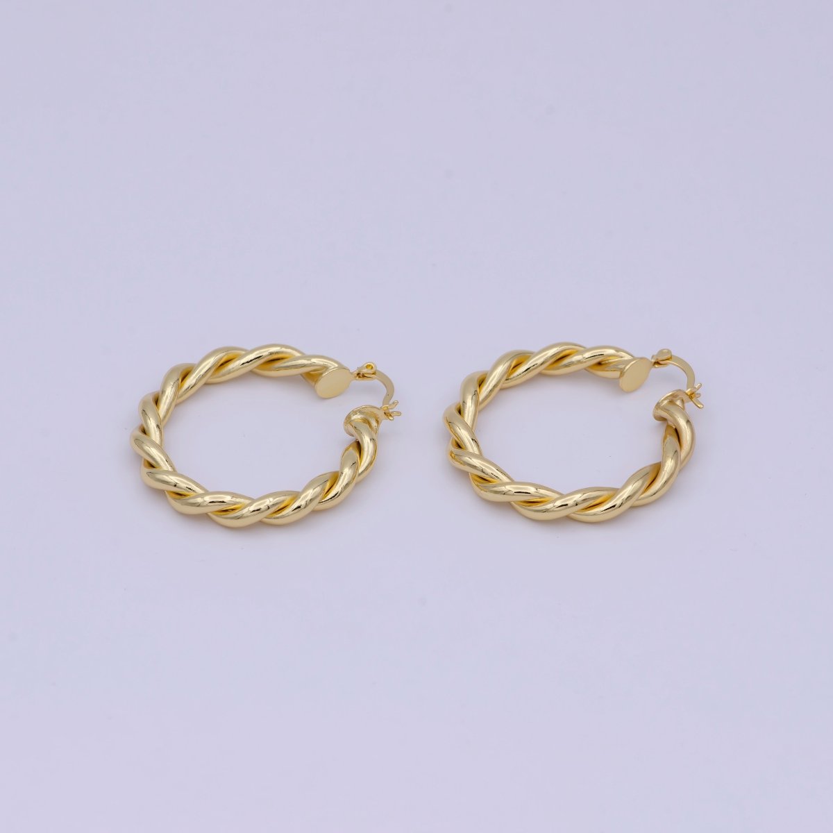 Gold Circle Twisted Hoop, 24k Gold Fill Hoop, Twisted Hoop, Gold Hoop Earrings, Dainty Minimalist Hoops Wholesale Jewelry T-335 T-336 T-355 - DLUXCA