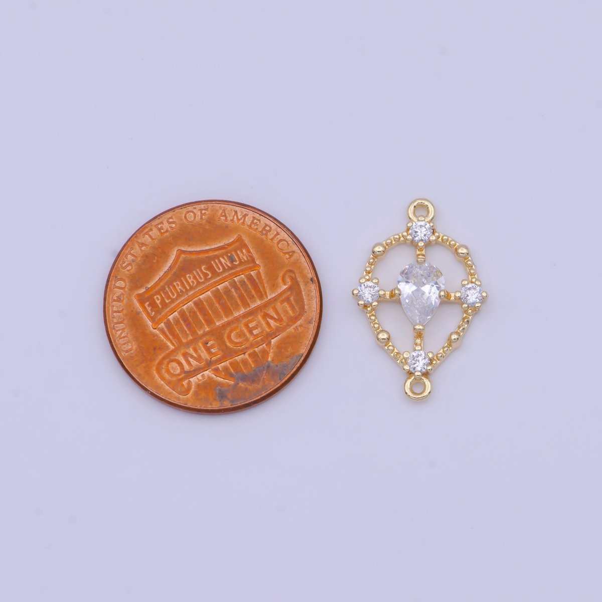 Gold Clear Teardrop CZ Beaded Geometric Link Connector Jewelry Making Supply F-192 G-564 - DLUXCA