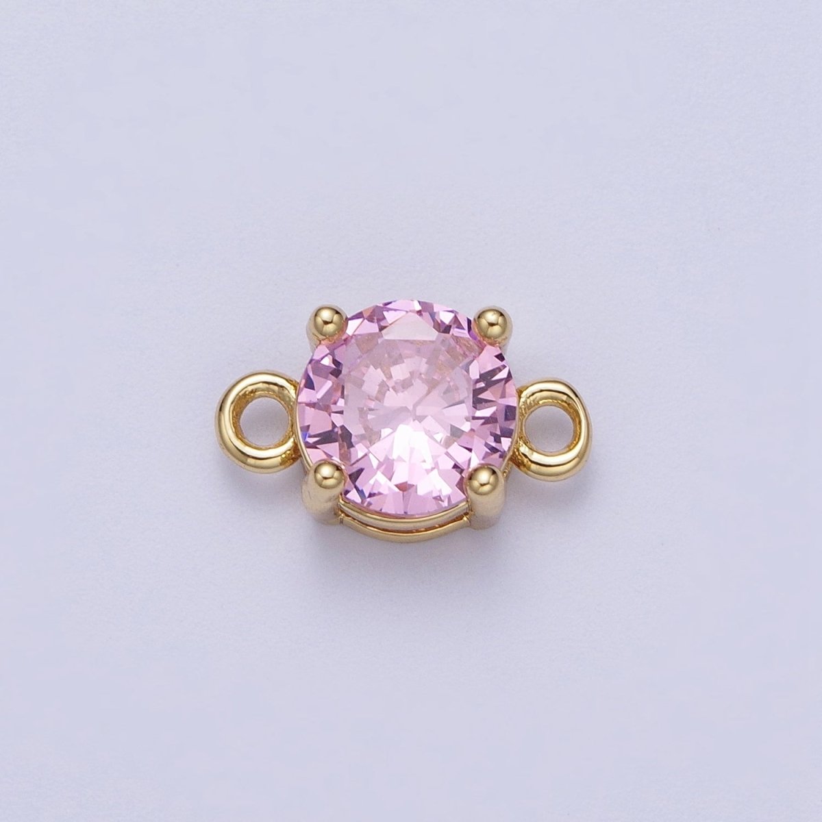 Gold Clear/Pink Link CZ Round Cubic Zirconia Connector For Necklace Bracelet Jewelry Making G-577 G-578 - DLUXCA