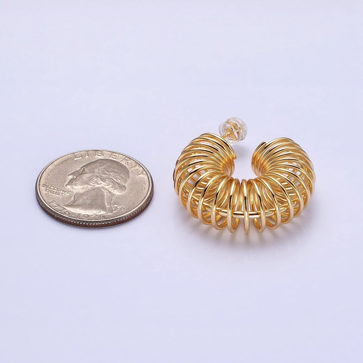 Gold Coil Wire Gold Hoop Earrings, Spiral Hoops Gold Twisted Earrings Spiral Earring AB933 AB935 - DLUXCA