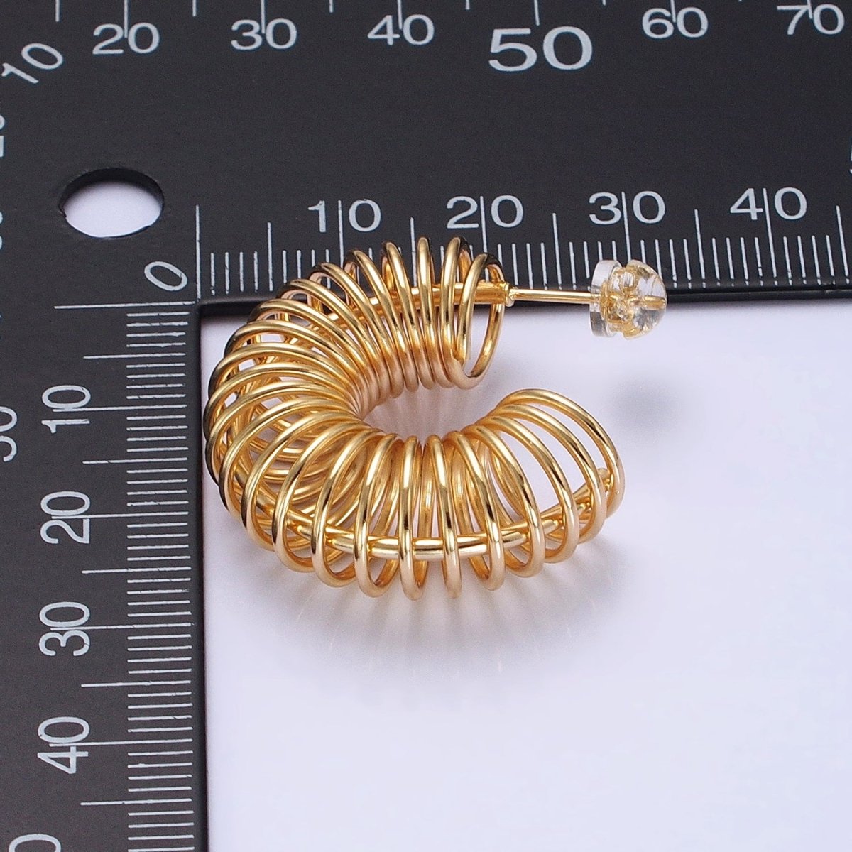 Gold Coil Wire Gold Hoop Earrings, Spiral Hoops Gold Twisted Earrings Spiral Earring AB933 AB935 - DLUXCA