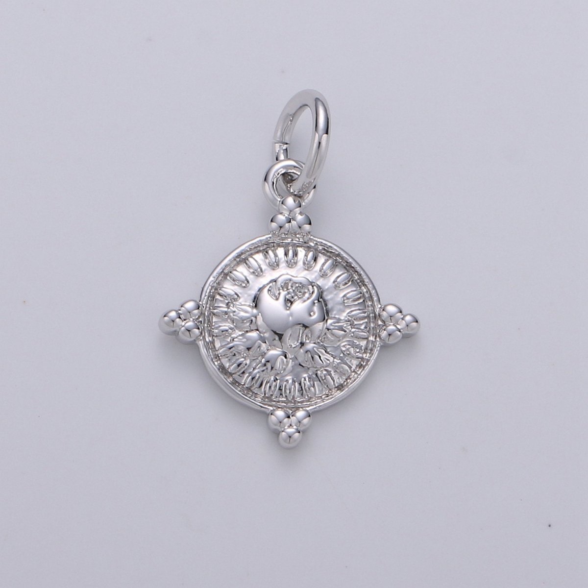Gold Coin Charm - Silver coin charm, gold coin finding, flower charm, gold flower charm, Rose coin pendant, Dainty Charm, D-466, D-467 - DLUXCA