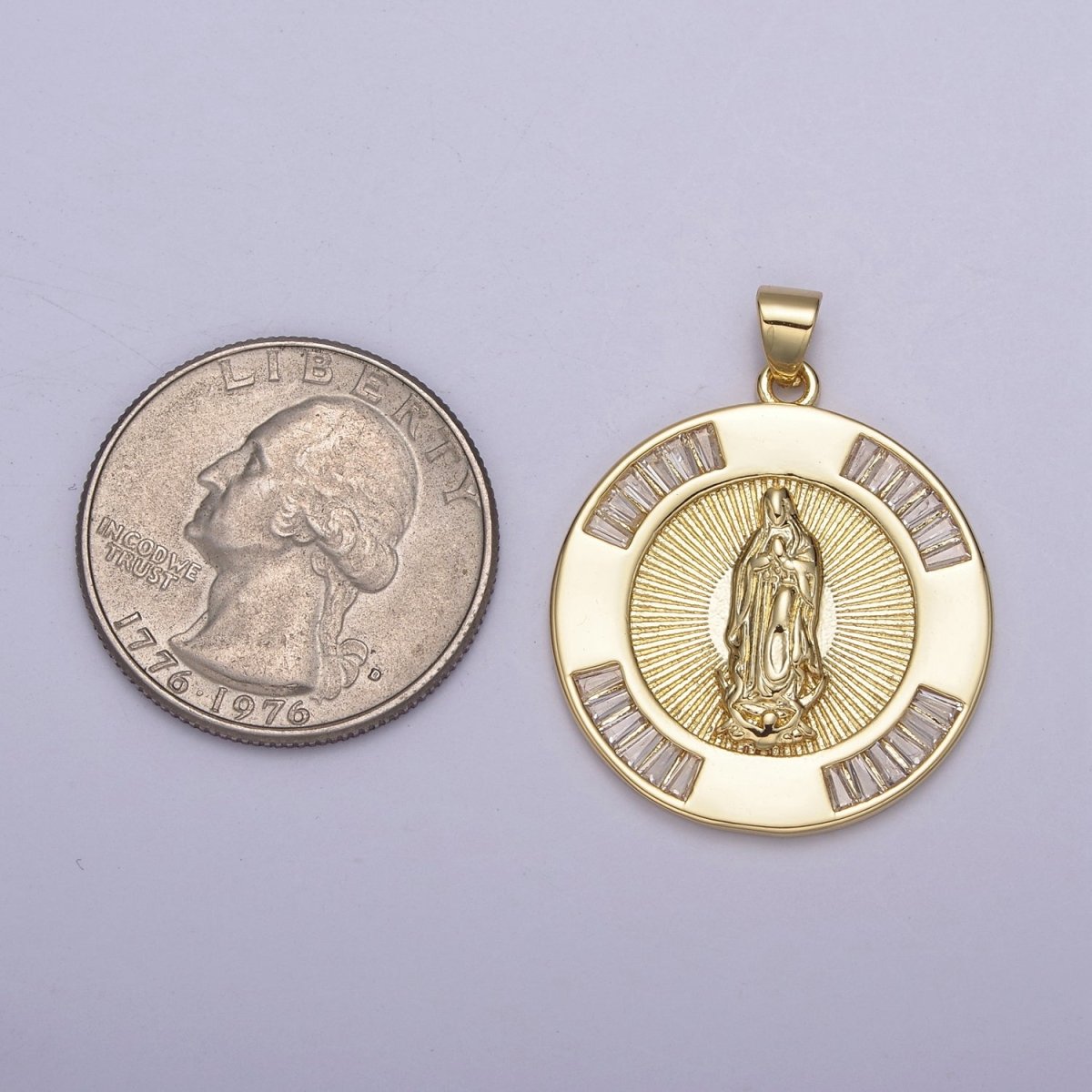 Gold Coin Medallion Religious Pendant Saint Jude / Lady Guadalupe Virgin Mary Charm for Jewelry Making Supply H-733 H-734 - DLUXCA