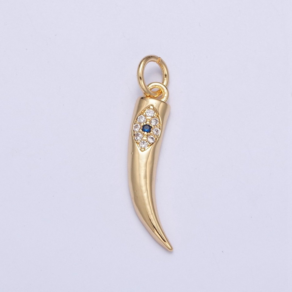 Gold Cornicyll Horn Micro Paved CZ Evil Eye Charm | X-115 - DLUXCA