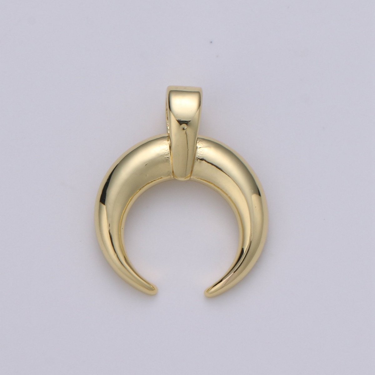 Gold Crescent Moon Horn Pendant - C shape wish moon charm, half moon, eclipse, tusk, Celestial Jewelry 14k gold Filled Charm J-015 - DLUXCA