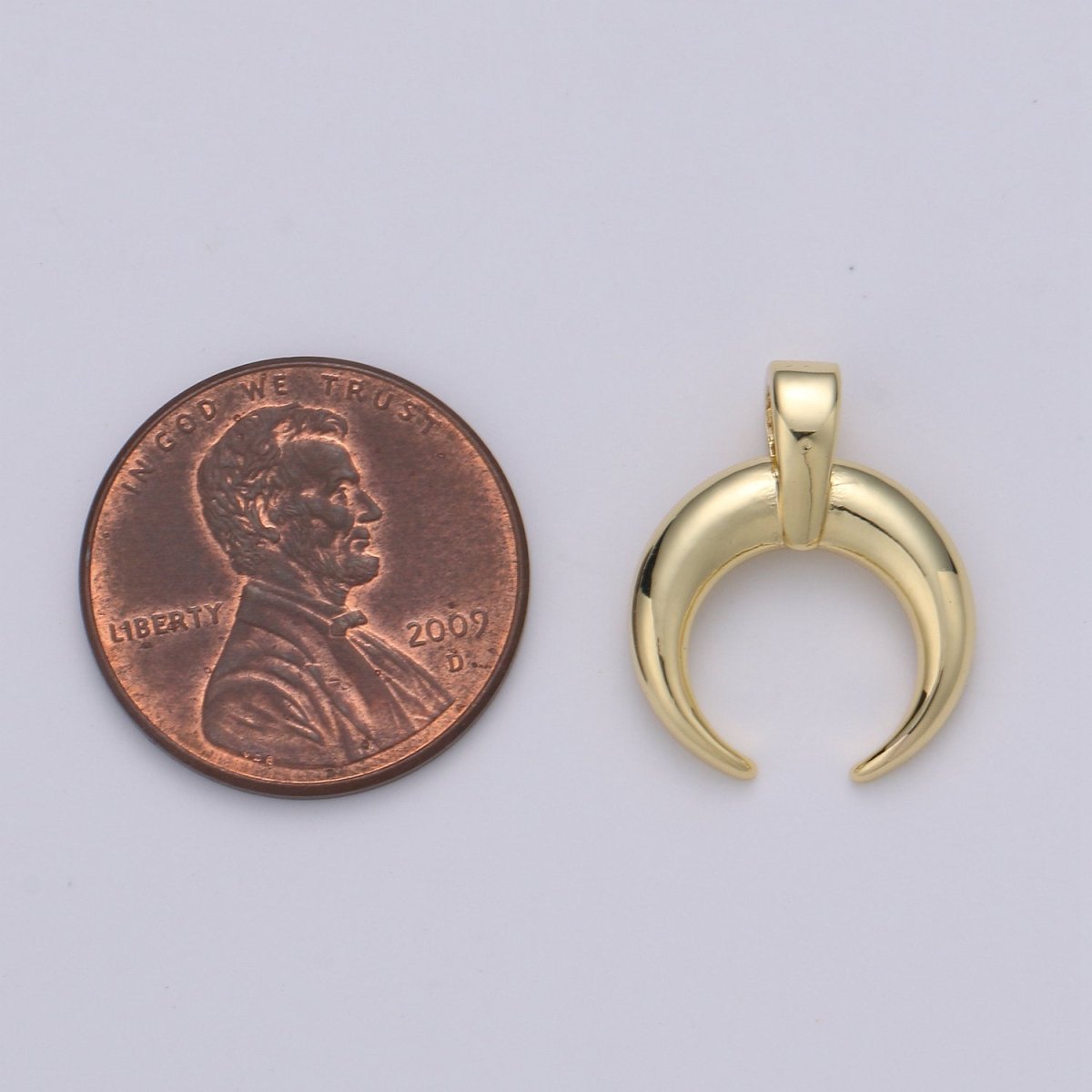 Gold Crescent Moon Horn Pendant - C shape wish moon charm, half moon, eclipse, tusk, Celestial Jewelry 14k gold Filled Charm J-015 - DLUXCA