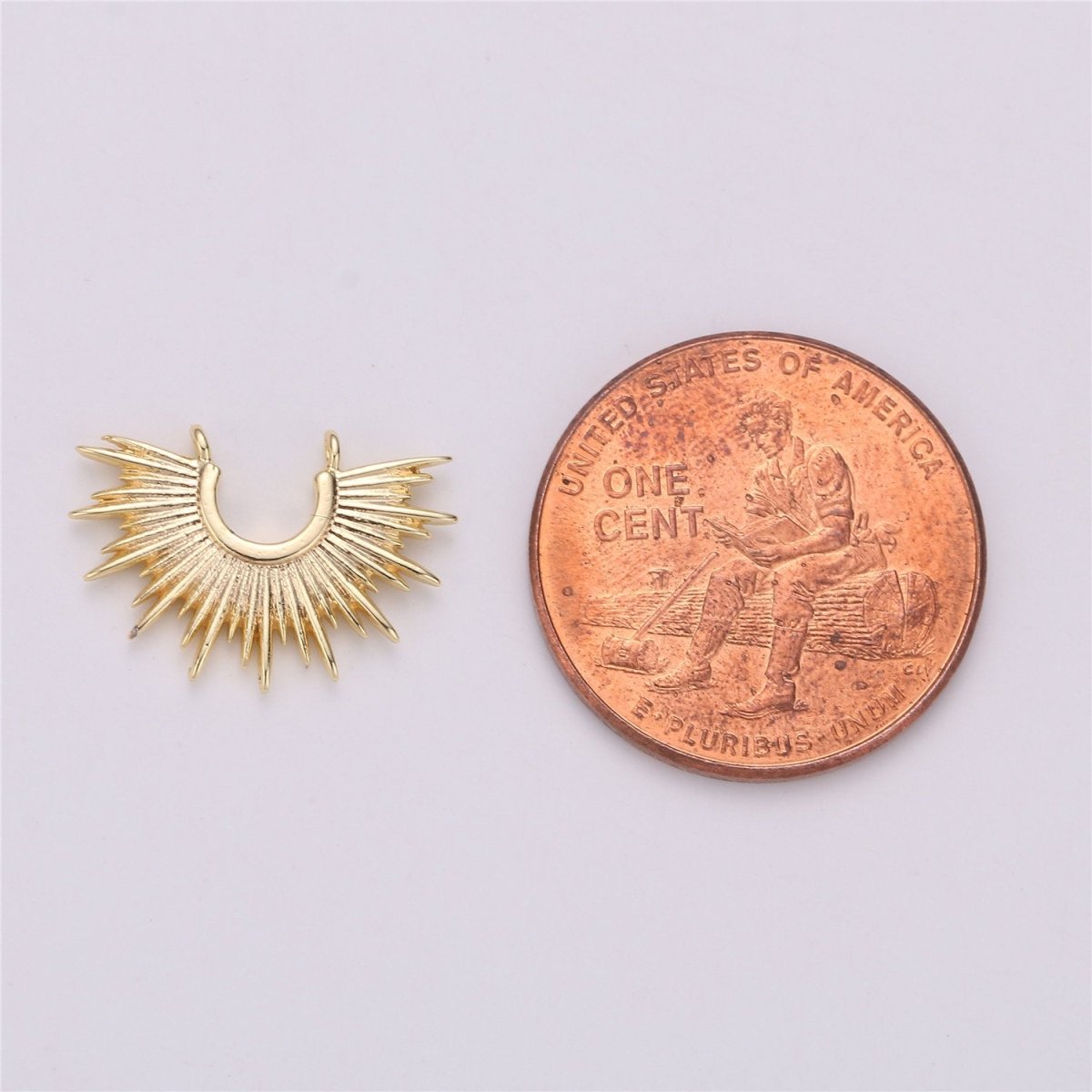 Gold Crescent Sun Charm 18k Gold Fill Sunburst Pendant Necklace Minimalist Celestial Crescent Sun Pendant Boho Ethnic Statement Necklace F-288 - DLUXCA