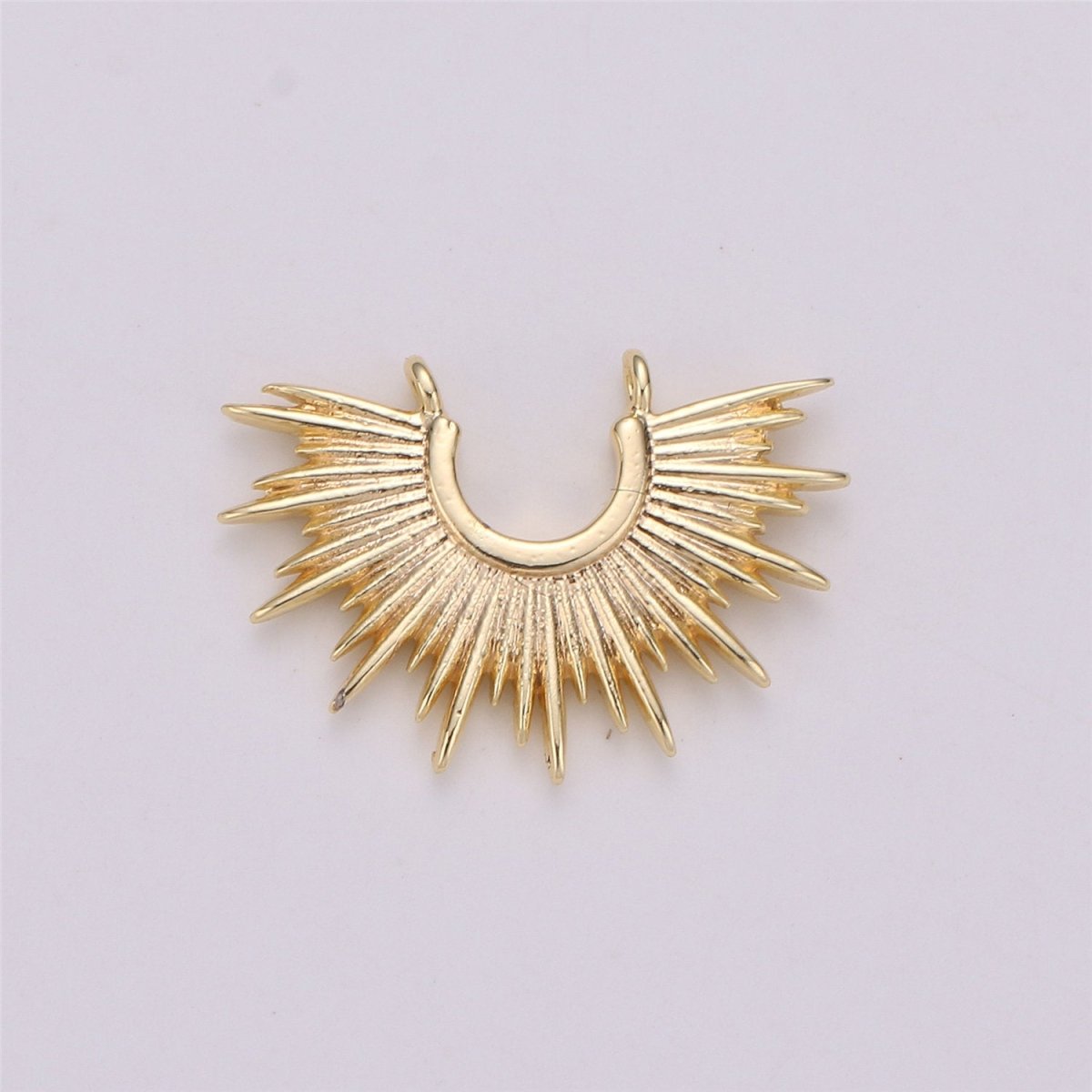Gold Crescent Sun Charm 18k Gold Fill Sunburst Pendant Necklace Minimalist Celestial Crescent Sun Pendant Boho Ethnic Statement Necklace F-288 - DLUXCA
