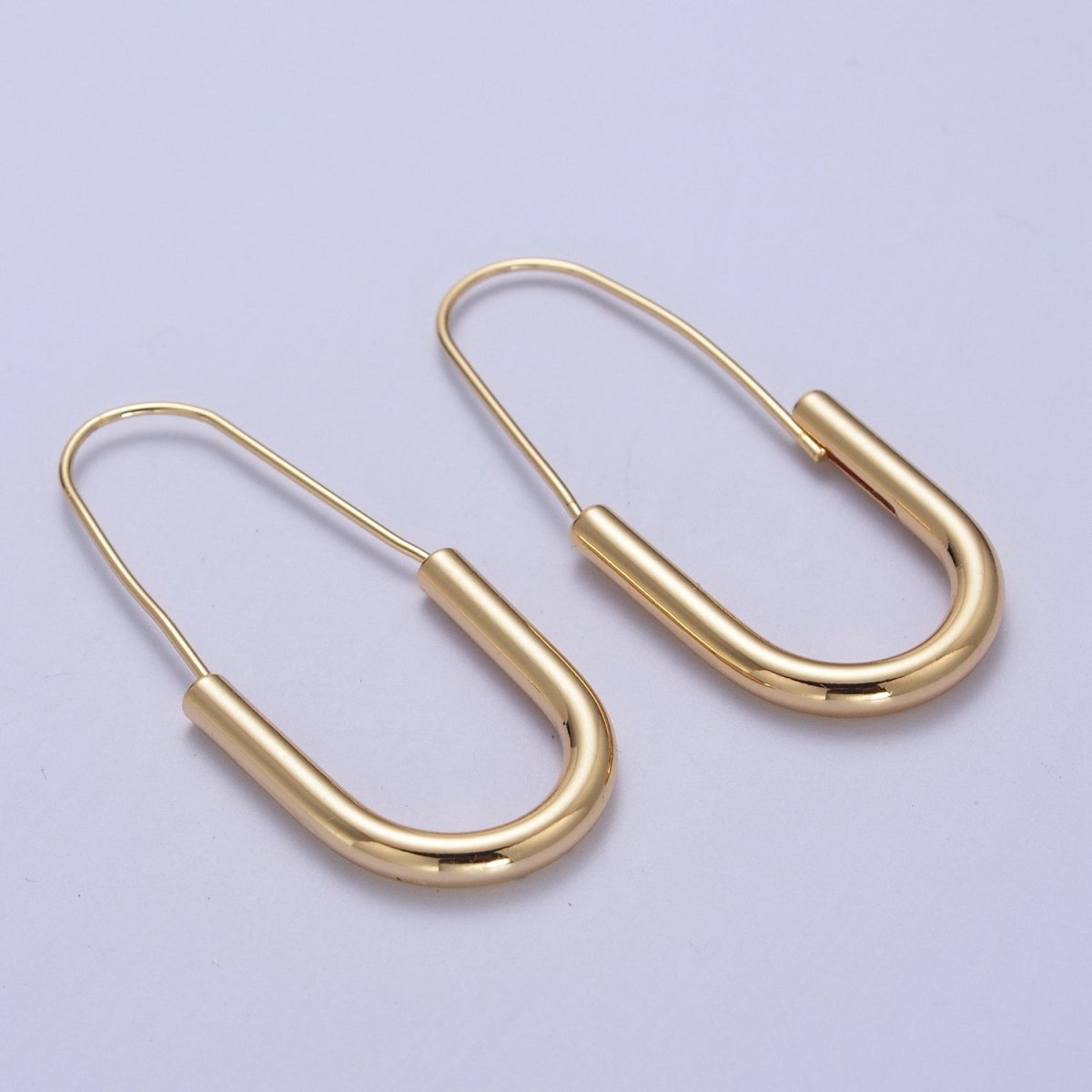 Gold Crescent U Hoop Long Hook Minimalist Earrings | Y-146 - DLUXCA