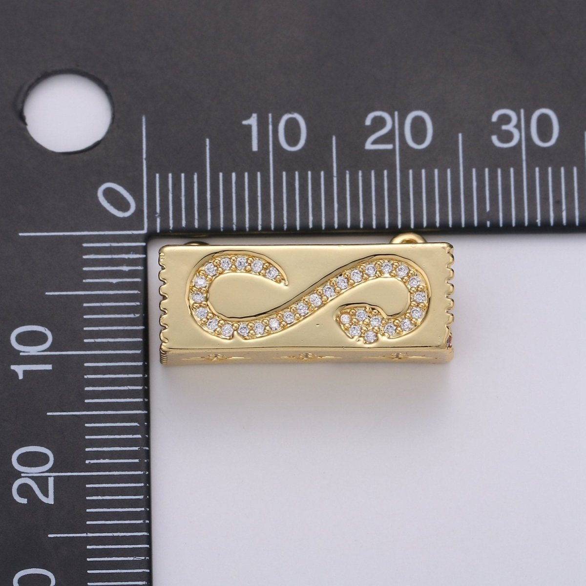 Gold Cresent Moon On Cuboid Shape Charms, Gold Star Pendant, Cube Necklace Charms with Double Bail / Dangle Charm F-439 - DLUXCA