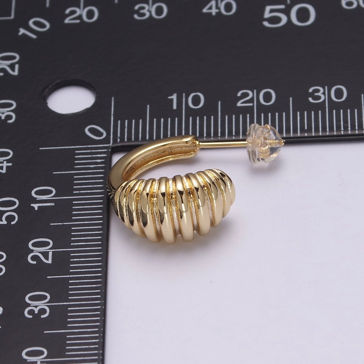 Gold Croissant Hoops Light Weight • Modern Chunky Hypoallergenic Earrings • Gift For Her T-237 - DLUXCA