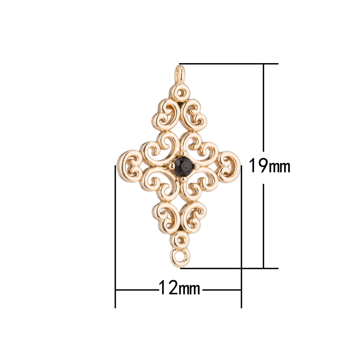 Gold Cross, Swirl, Faith Hope Love Peace Joy, Believe, Jesus, Cubic Zirconia Bracelet Charm Bead Findings Connector for Jewelry Making F-130 - DLUXCA