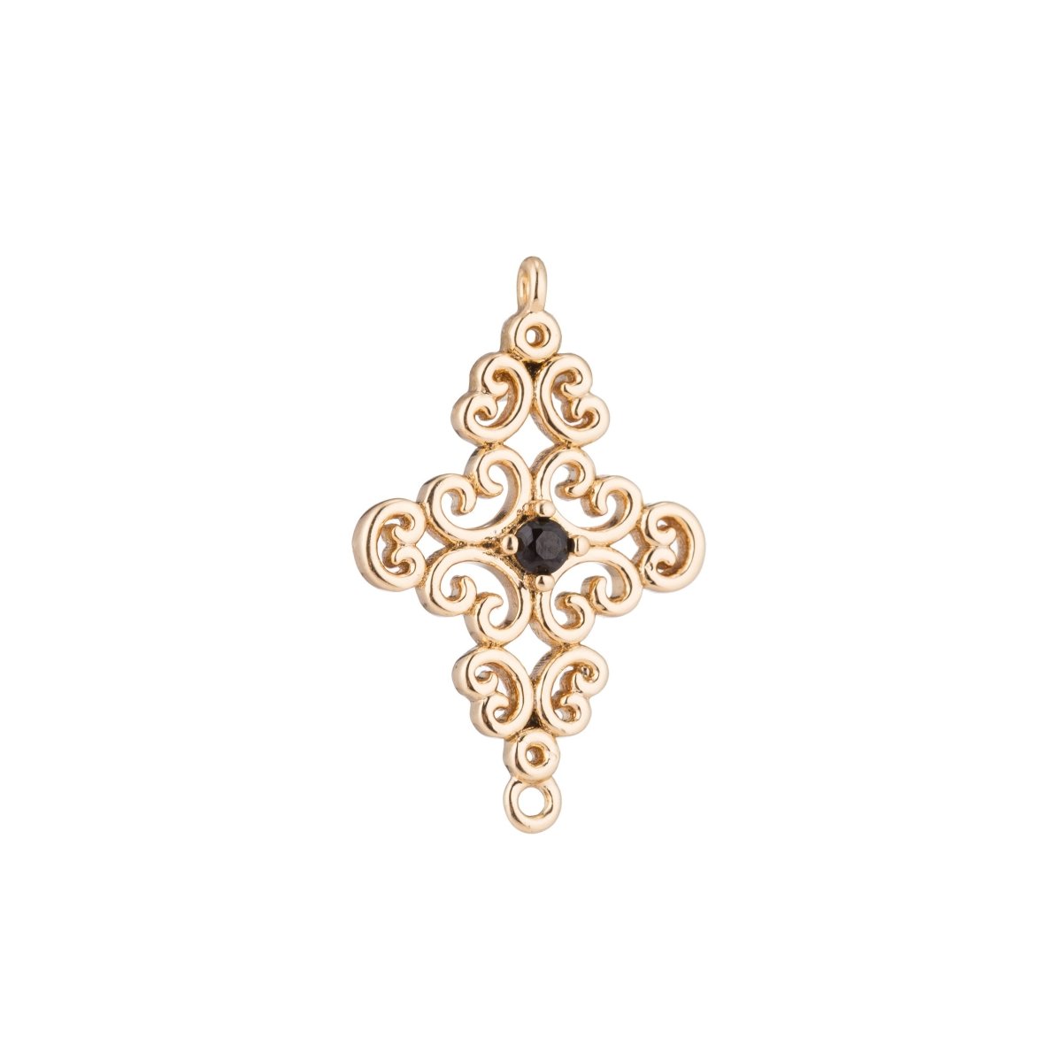 Gold Cross, Swirl, Faith Hope Love Peace Joy, Believe, Jesus, Cubic Zirconia Bracelet Charm Bead Findings Connector for Jewelry Making F-130 - DLUXCA