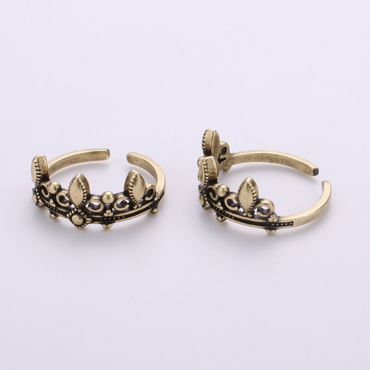 Gold Crown Ring, Statement Ring, Chunky Tiara Ring, Stackable Ring Thick Gold Ring Antique Victorian Gold Ring adjustable| R-009 R-010 - DLUXCA