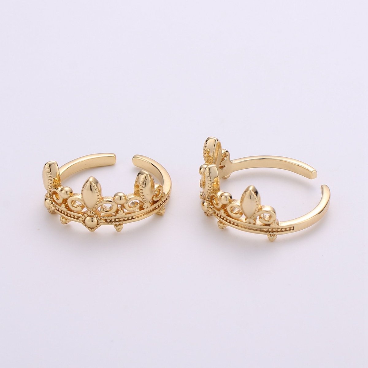 Gold Crown Ring, Statement Ring, Chunky Tiara Ring, Stackable Ring Thick Gold Ring Antique Victorian Gold Ring adjustable| R-009 R-010 - DLUXCA