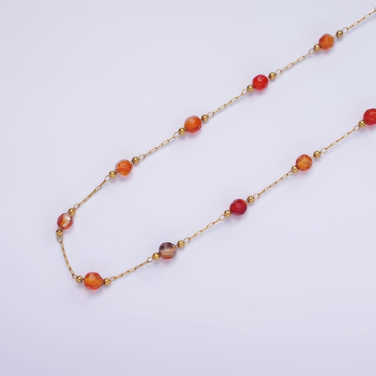 Gold Crystal Beaded Chains Stainless Steel Rosary Cable Chain Glass Rondelles with 3mm GREEN Round Beads | ROLL-1458 - DLUXCA