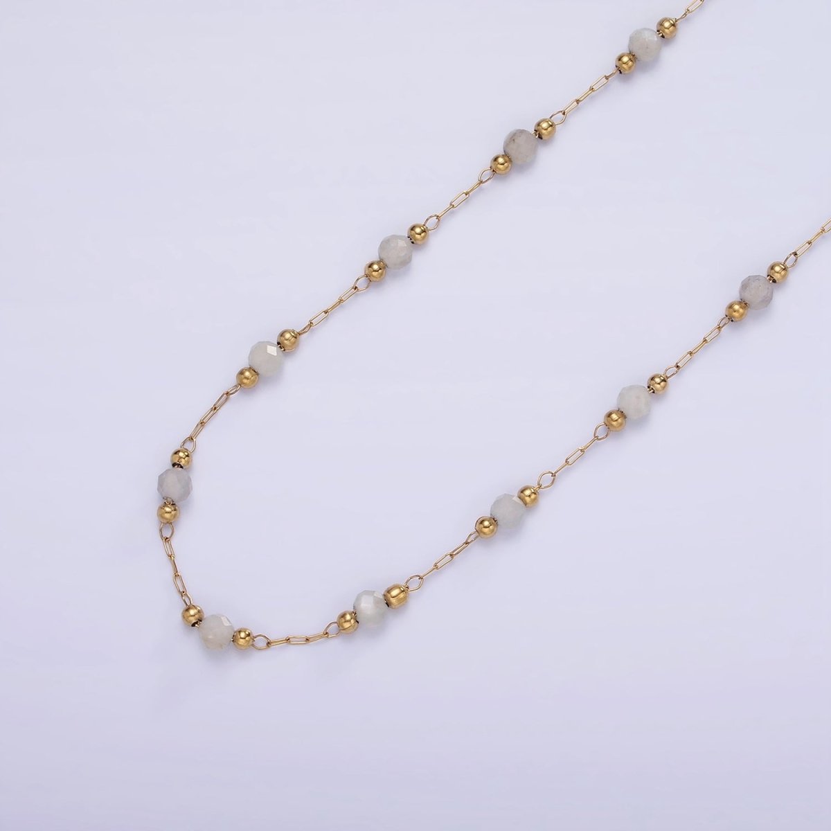 Gold Crystal Beaded Chains Stainless Steel Rosary Cable Chain Glass Rondelles with 3mm GREEN Round Beads | ROLL-1458 - DLUXCA