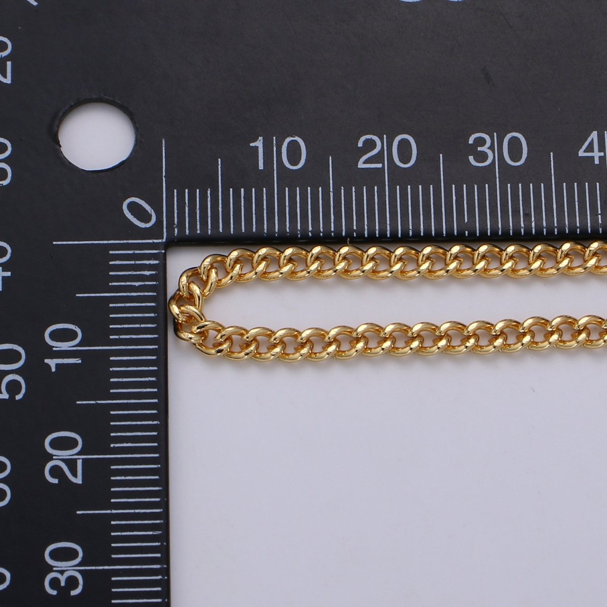 Gold CURB Chain by Yard, Wholesale Bulk Roll Chain For Jewelry Making, Width 2.9mm, 24K Gold Filled, White Gold Filled Matte Unfinished Chain | ROLL-497, ROLL-498 Clearance Pricing - DLUXCA