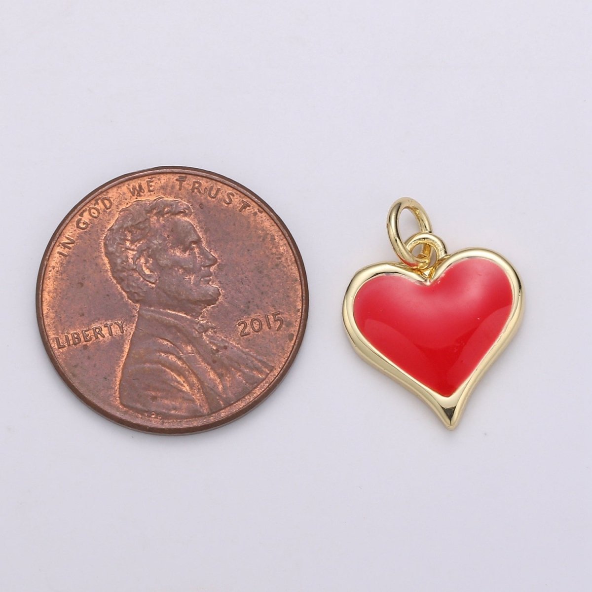 Gold Cute Dainty enamel Heart charm Red, Green, white charm 14k Gold Filled Heart Charm for Necklace Bracelet Earring Supply D-720 - D-722 - DLUXCA