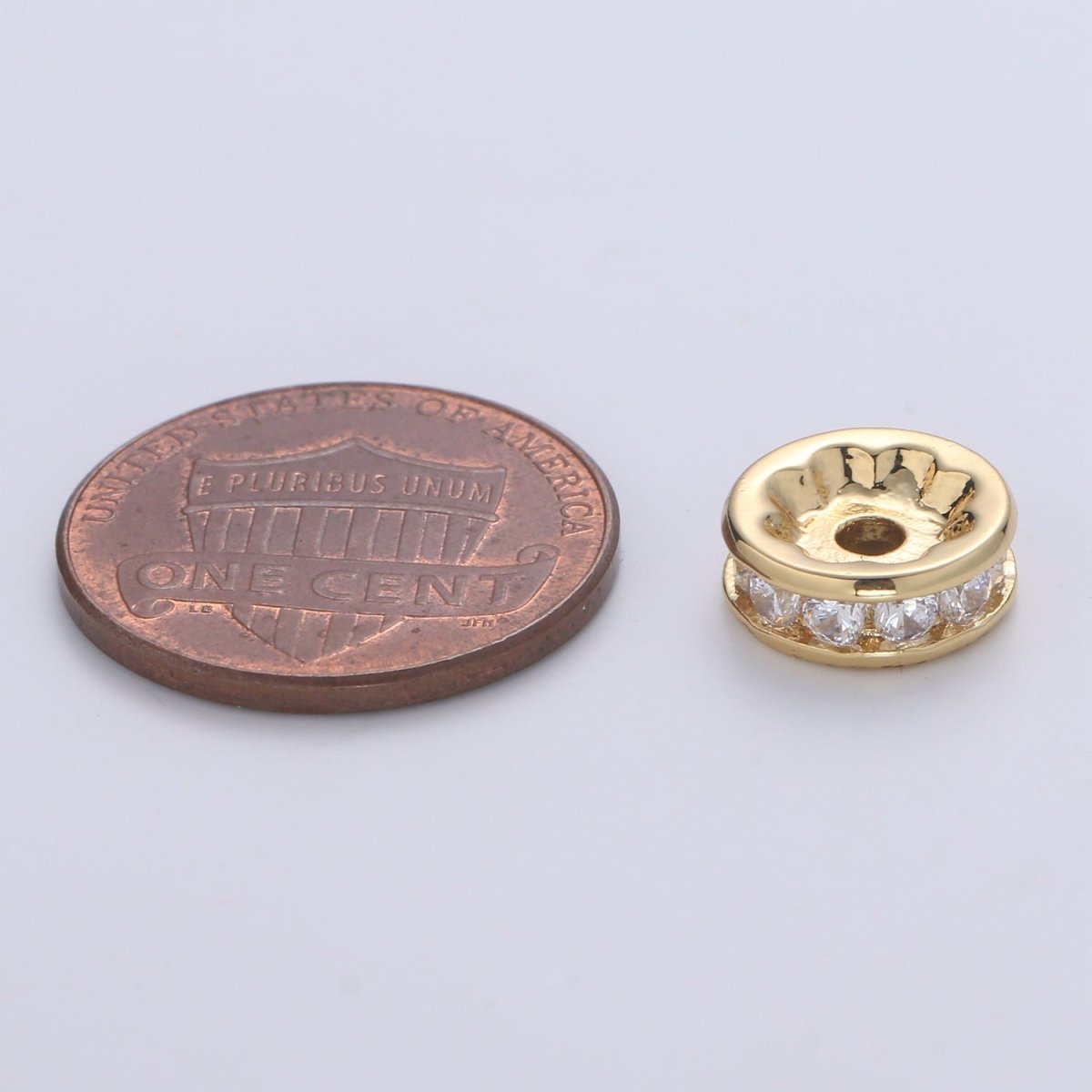 Gold CZ Micro Pave Spacer Beads, for DIY Beaded Bracelet Jewelry Charms Rondell Bead Spacer Bead Size 10mm Bead B-510 B-511 - DLUXCA