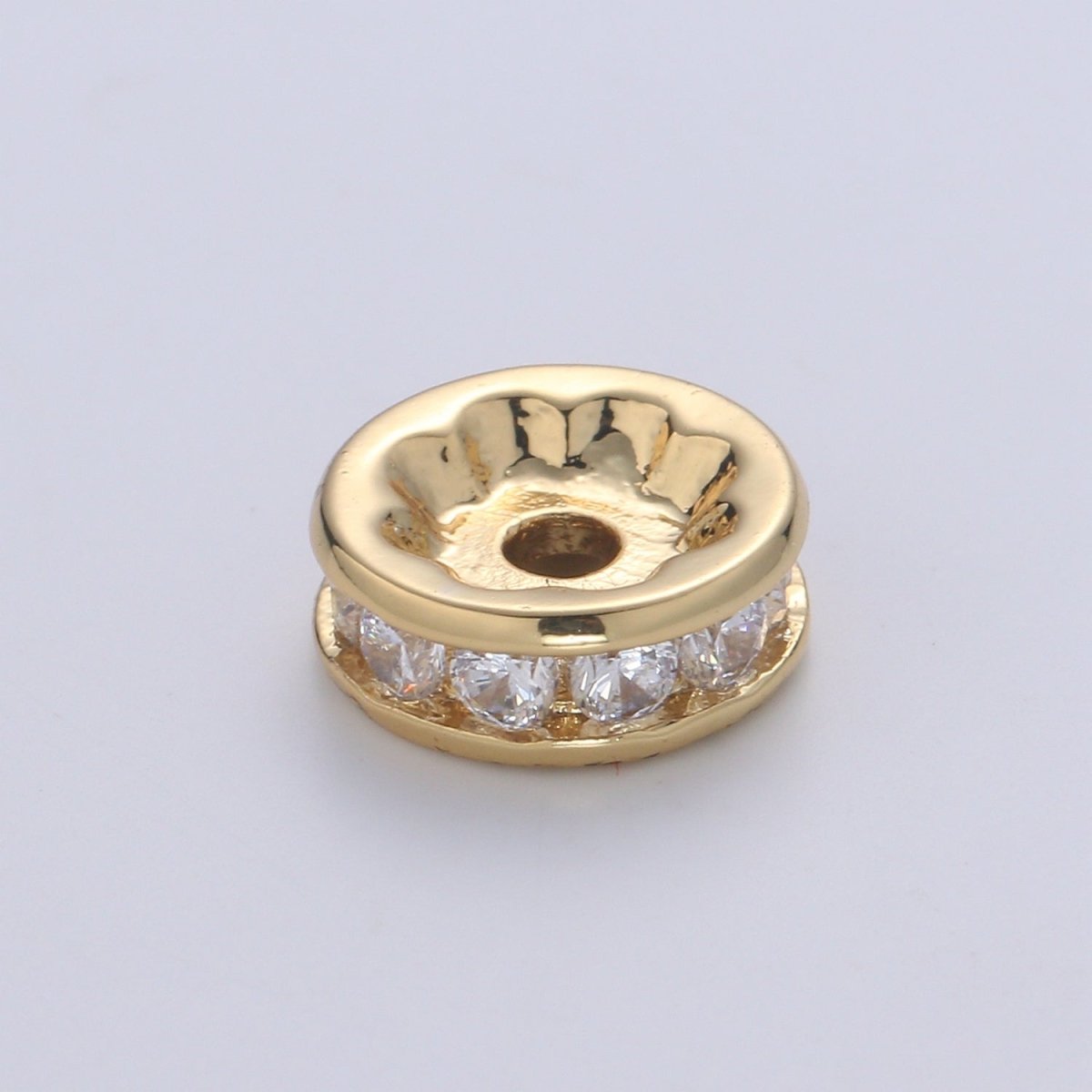 Gold CZ Micro Pave Spacer Beads, for DIY Beaded Bracelet Jewelry Charms Rondell Bead Spacer Bead Size 10mm Bead B-510 B-511 - DLUXCA