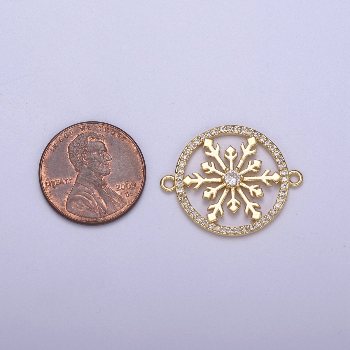 Gold CZ Pave Snowflake Charm Cubic Zirconia Snow flake Link Connector for Bracelet DIY Jewelry Finding Supplies F-146 - DLUXCA