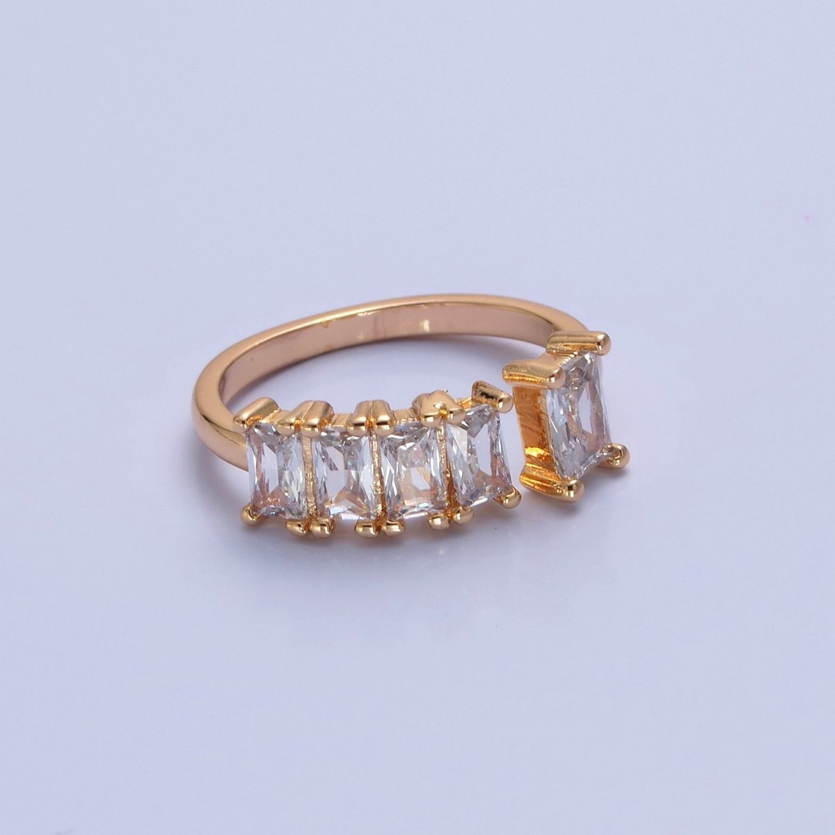 Gold CZ Pave Square Signet Midi Ring Diamond Clear Green Rainbow CZ Open Adjustable O-2248 O-2249 O-2250 - DLUXCA