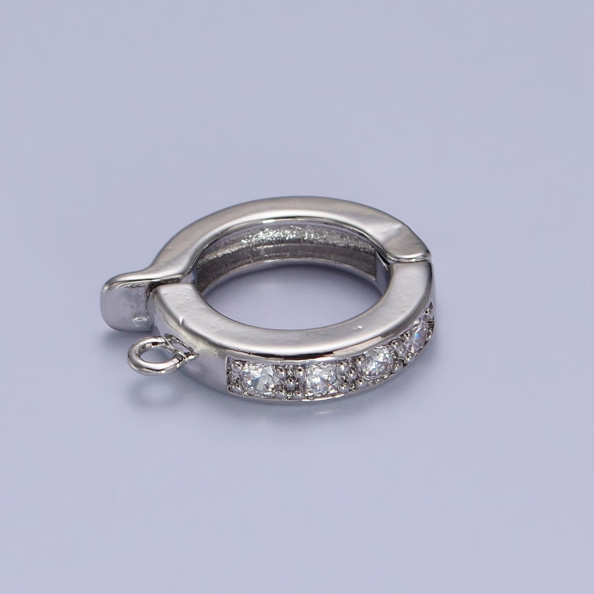 Gold CZ Pull Gate Ring Clasp, Fance Gate Clasp, Pull Clasp with Closed link for Charm Holder Necklace Jewelry Making Supply | Z-074 Z-075 - DLUXCA