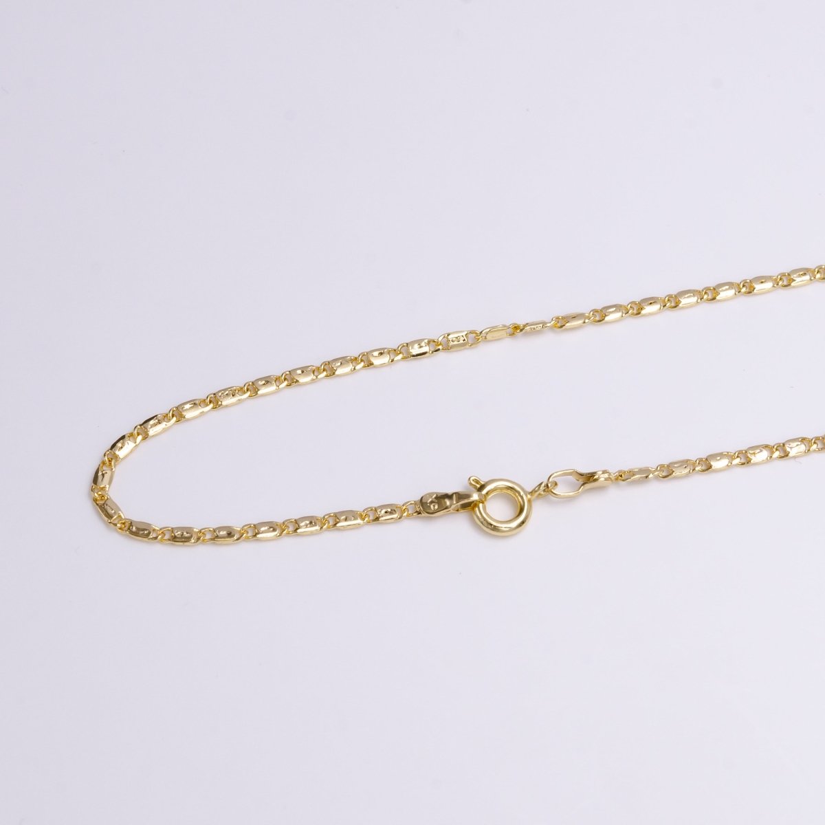 Gold Dainty 1.8mm Unique Dented Link Scroll 18 Inch Layering Chain Necklace | WA-1909 Clearance Pricing - DLUXCA