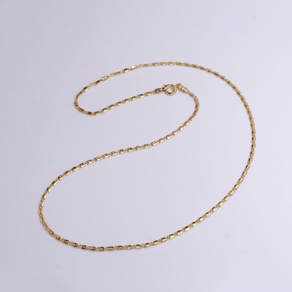 Gold Dainty 1.8mm Unique Dented Link Scroll 18 Inch Layering Chain Necklace | WA-1909 Clearance Pricing - DLUXCA