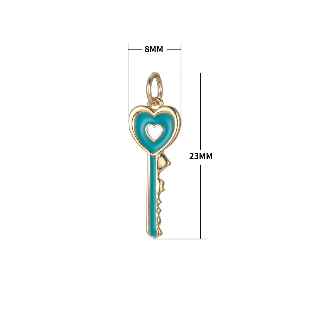 Gold Dainty Heart Key Charm Colorful Enamel Lock Pendant E-823-E-832 - DLUXCA