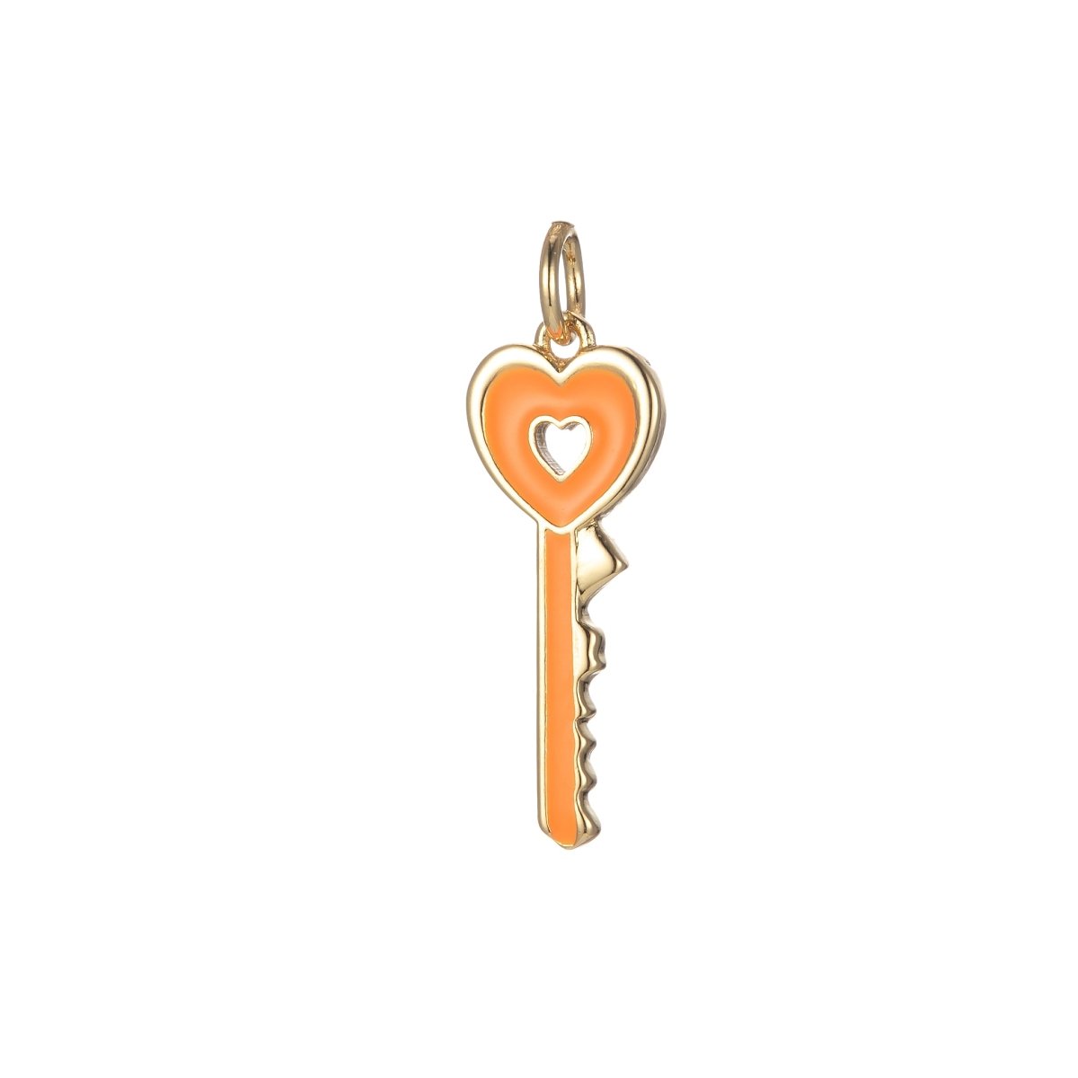 Gold Dainty Heart Key Charm Colorful Enamel Lock Pendant E-823-E-832 - DLUXCA