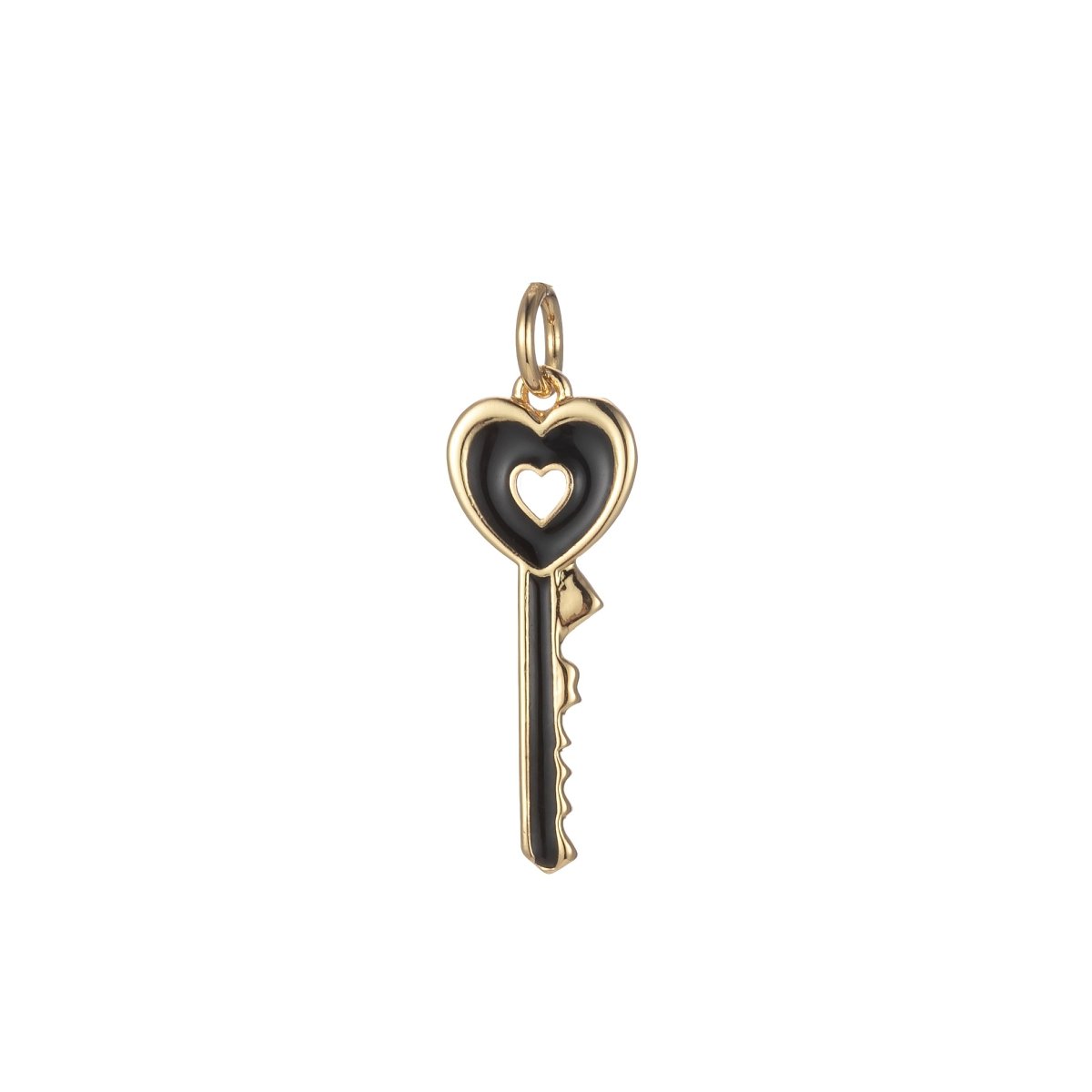 Gold Dainty Heart Key Charm Colorful Enamel Lock Pendant E-823-E-832 - DLUXCA