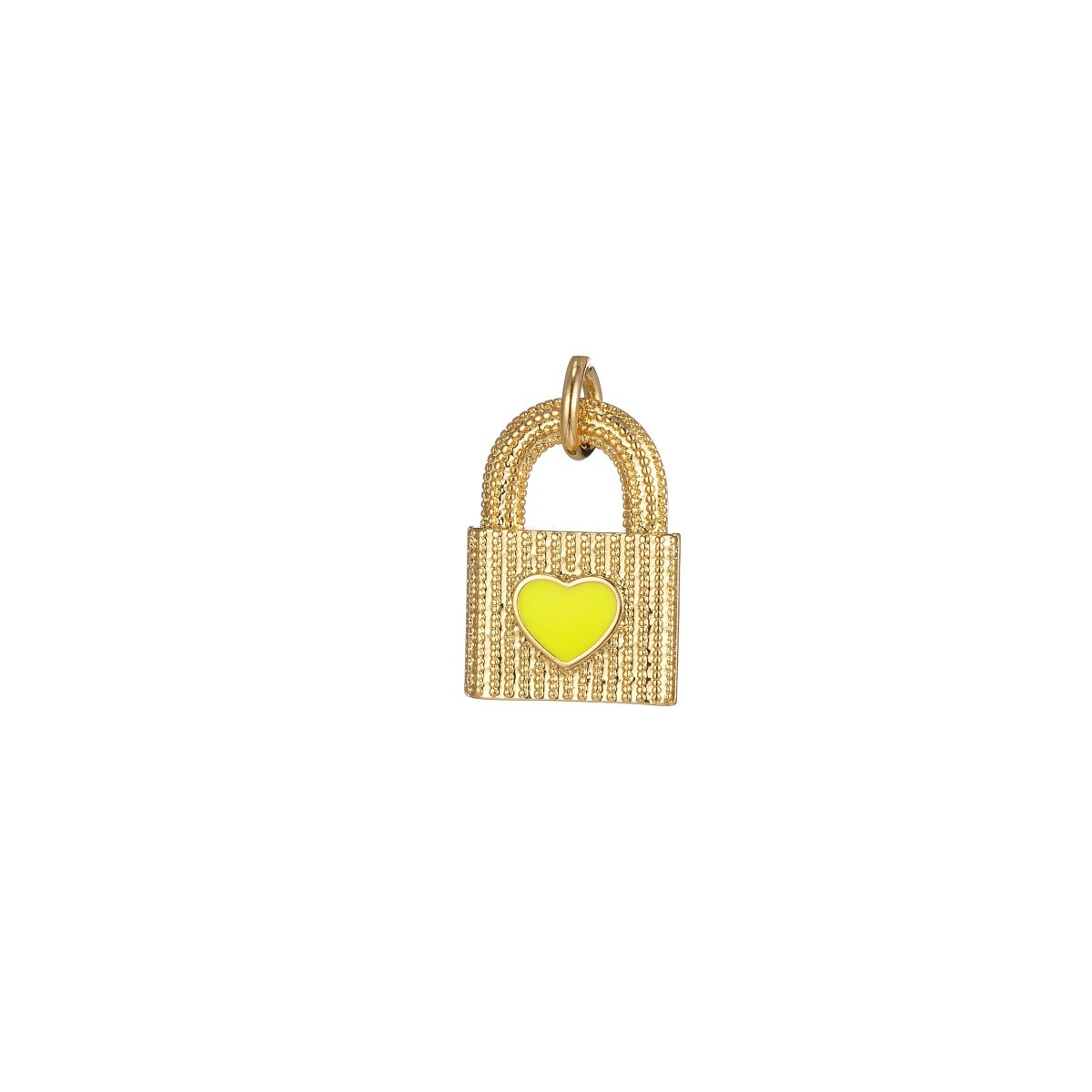 Gold Dainty Heart Padlock Charm Colorful Enamel Lock Charm for Necklace Bracelet Jewelry Making Black Blue Fuschia Green Yellow Pink M-255-M-265 - DLUXCA