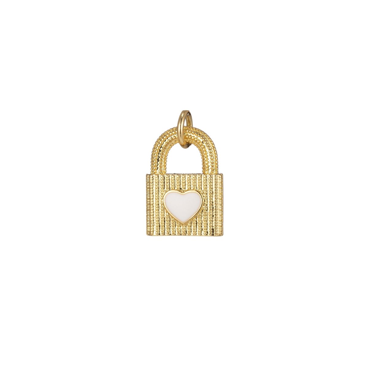 Gold Dainty Heart Padlock Charm Colorful Enamel Lock Charm for Necklace Bracelet Jewelry Making Black Blue Fuschia Green Yellow Pink M-255-M-265 - DLUXCA