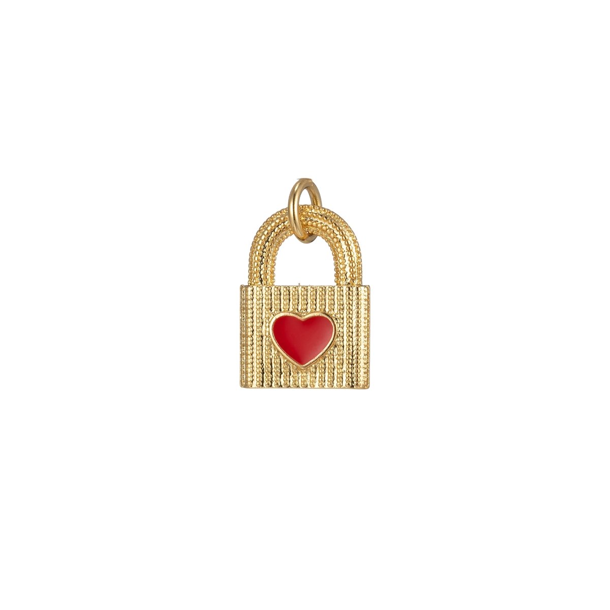 Gold Dainty Heart Padlock Charm Colorful Enamel Lock Charm for Necklace Bracelet Jewelry Making Black Blue Fuschia Green Yellow Pink M-255-M-265 - DLUXCA