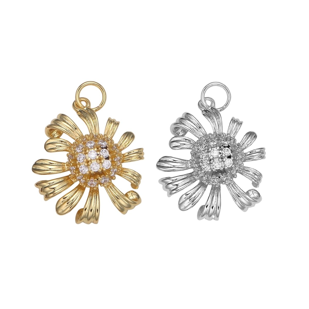 Gold Daisy Jasmine Charm 25.5x18mm - Mini Flower Charm Dainty Sun Flower Charm Floral for bracelet earring necklace supply E-196 E-787 - DLUXCA