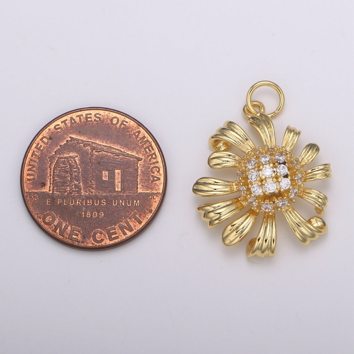 Gold Daisy Jasmine Charm 25.5x18mm - Mini Flower Charm Dainty Sun Flower Charm Floral for bracelet earring necklace supply E-196 E-787 - DLUXCA