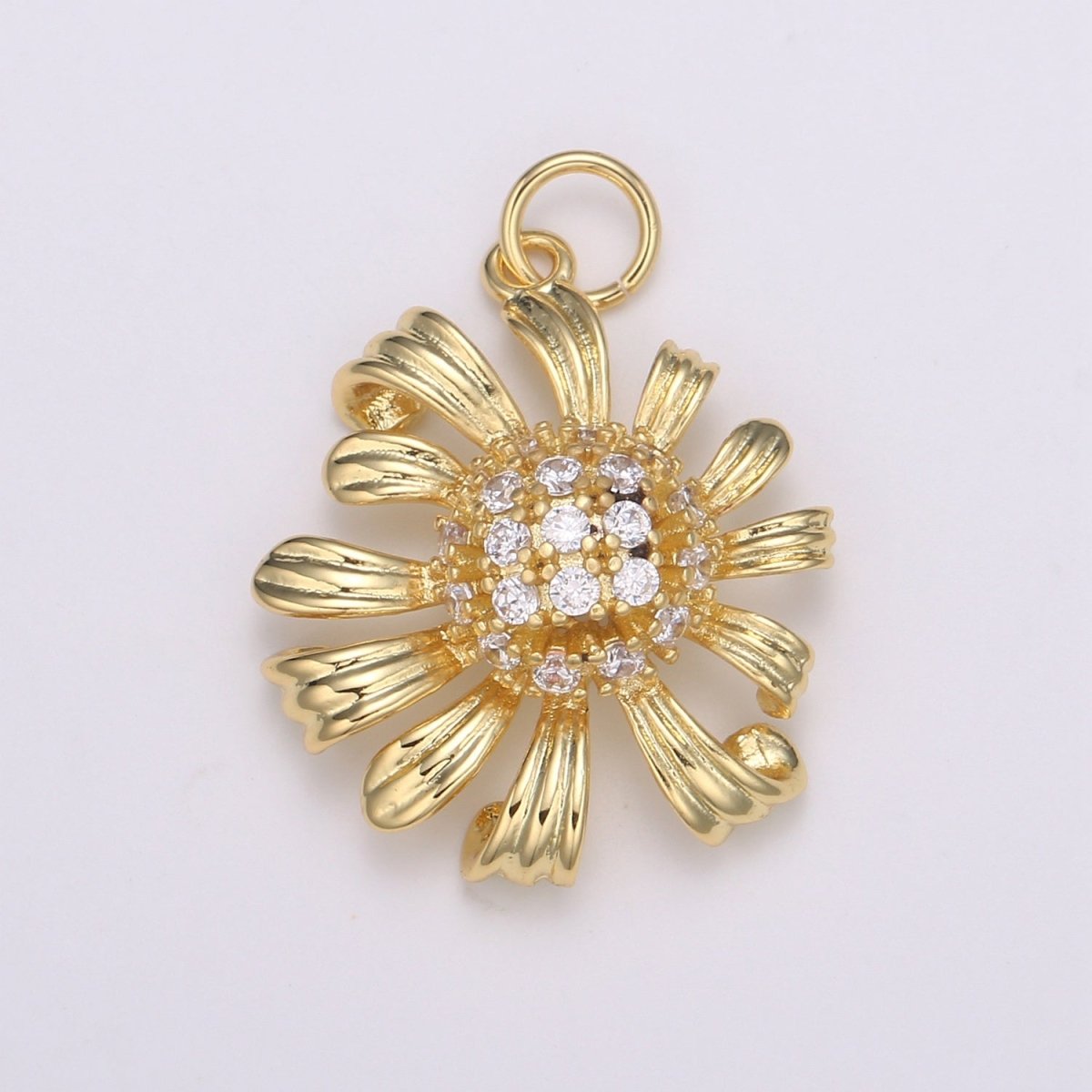 Gold Daisy Jasmine Charm 25.5x18mm - Mini Flower Charm Dainty Sun Flower Charm Floral for bracelet earring necklace supply E-196 E-787 - DLUXCA