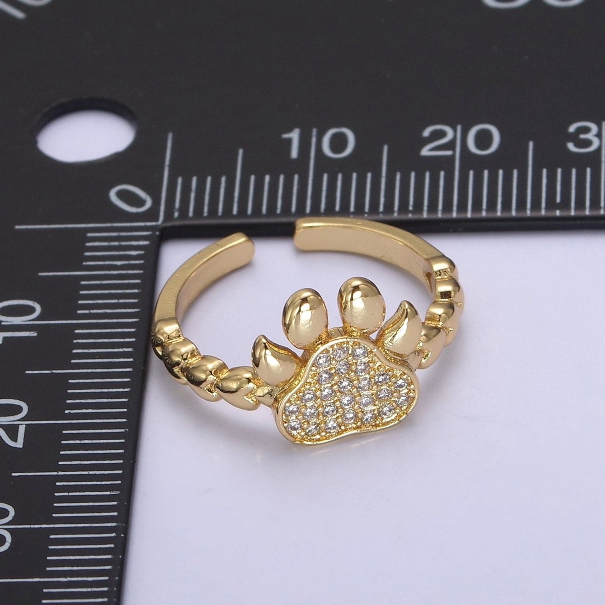 Gold Dog Cat Paw Ring, Designer Dog Cat Paw Ring, Unique Dog Cat Paw Ring, Dainty Band Ring, Sisters Gift,Best Friend Gift U-502 - DLUXCA