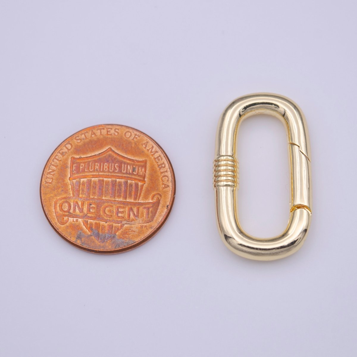 Gold Drill Textured 24.5mm Oval Oblong PUSH Spring Gate Ring Jewelry Supply | K-216 - DLUXCA