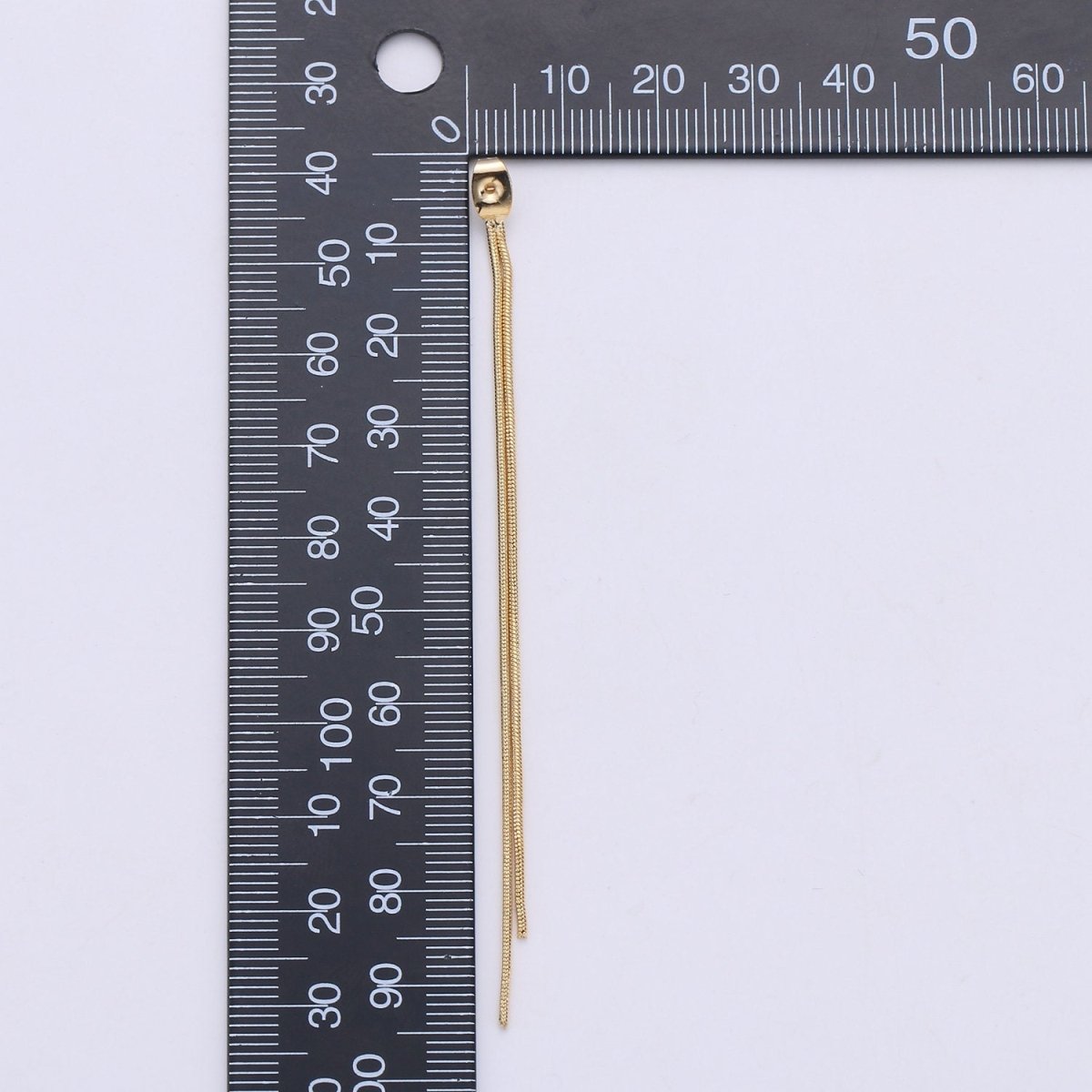 Gold Ear Back Stoppers, Earring Nuts with Long Chain 95mm, Earring Component Findings, Tassel Earring Supply K-423 - DLUXCA