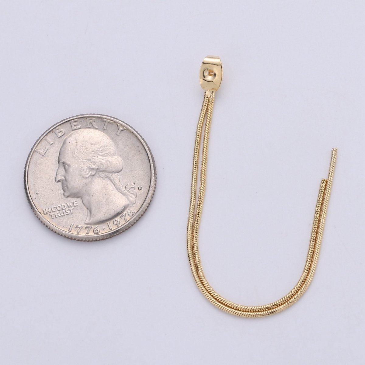 Gold Ear Back Stoppers, Earring Nuts with Long Chain 95mm, Earring Component Findings, Tassel Earring Supply K-423 - DLUXCA