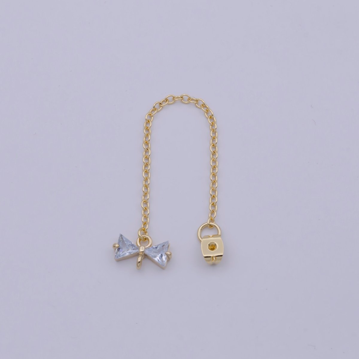 Gold Ear Back Stoppers, Earring Nuts with Long Tassel Chain 87.3mm CZ Bow Earring Component Finding K-068 - DLUXCA